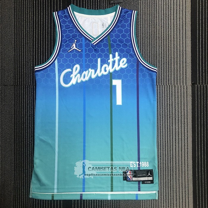 Camiseta Charlotte Hornets LaMelo Ball NO 1 Ciudad 2022-23 Azul